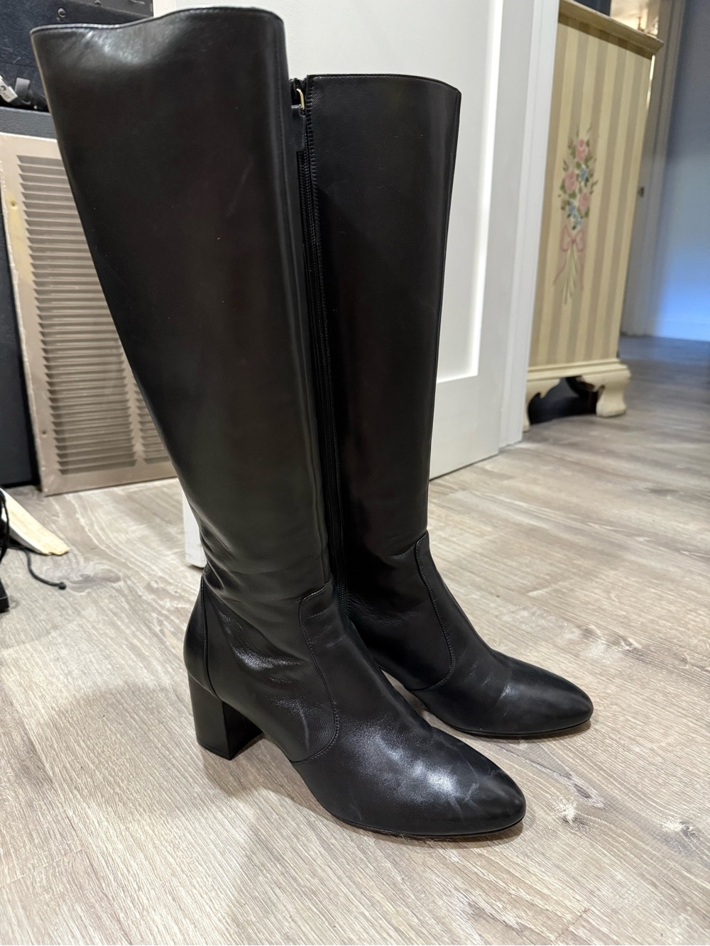 Salvatore Ferregamo Black Knee-High Leather Boots